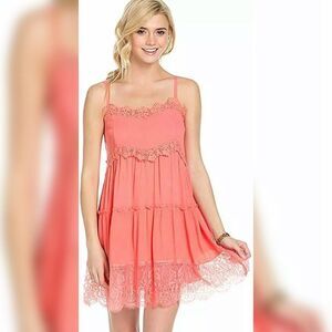 NEW Mittoshop Babydoll Floral Eyelash Lace Short Spring Babydoll Flowy Dress SM